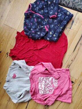 Girls Mixed Tops Bundle - Pink, Red, Gray, Navy Star Fleece